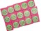 15 20mm Pink and Green Beads Wooden Rectangle Happy Face Beads - Two Hole Emoji Beads